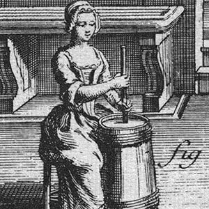Churning butter historical image