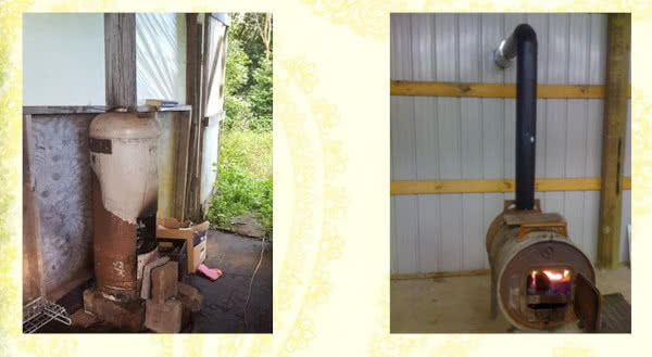 make a DIY fireplace wood stove with an old propane tank