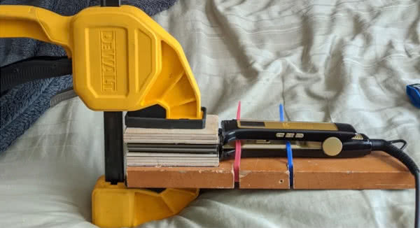 homemade flat iron trigger clamp rosin press