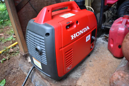 honda generator in an open shed