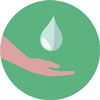 water droplet above hand icon